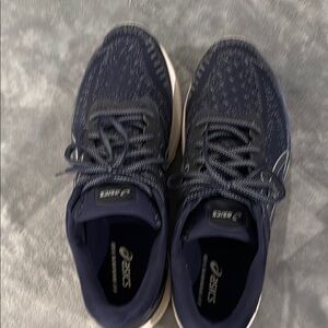 Asics Blue Gel Kayano 27 Shoes with Knit Upper and Flexible Sole